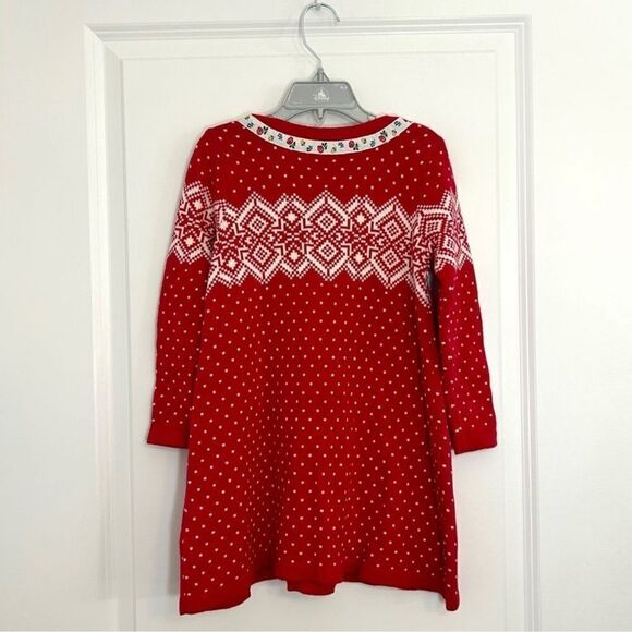 Hanna Andersson Long Sleeve Snowflake Red White Knit Cotton Dress US 4 - Picture 2 of 9